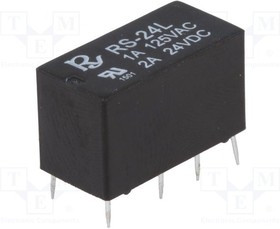 RS-24-L, Реле: электромагнитное, DPDT, Uобмотки: 24ВDC, 1A/120ВAC, PCB