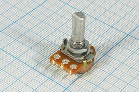 Резистор переменный, поворотный 500к, линейность B, ширина 16мм, вал и размеры F6x20, 16K1 F, [YRV-1