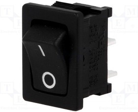 RS1366FBB3, ROCKER; SPST; Pos: 2; OFF-(ON); 10A/250VAC; black; none; 50m?