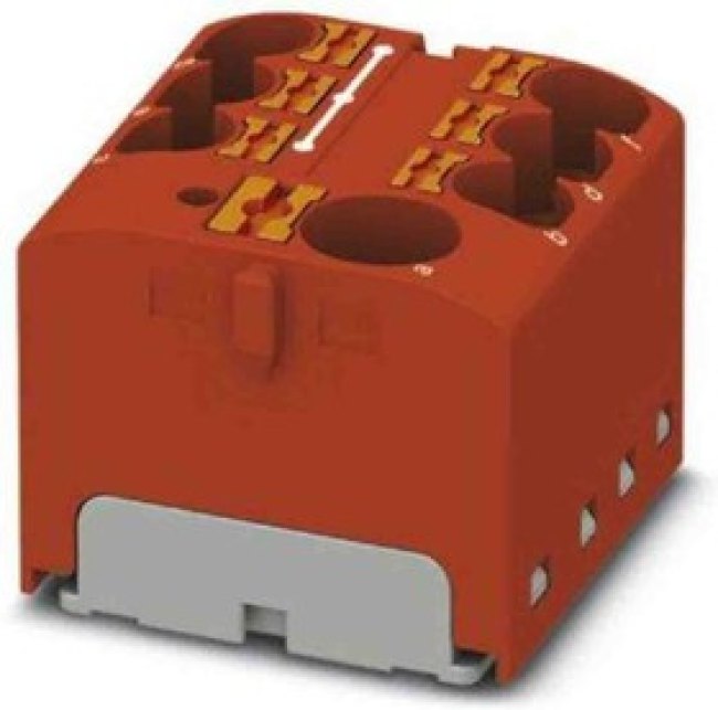 Distribution block, push-in connection, 0.2-6.0 mm², 7 pole, 32 A, 6 kV, red, 3273860