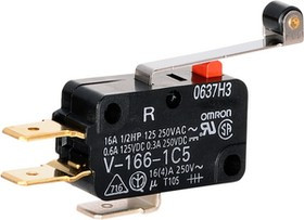 V-166-1C5 BY OMI, Micro Switch V, 16A, 1CO, 1.23N, Roller Lever