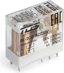 Реле Rl-32co-ac230-12 катушка 230В, ток коммутации 12А, 2 перекидных контакта 10 шт 52896 TDS52896