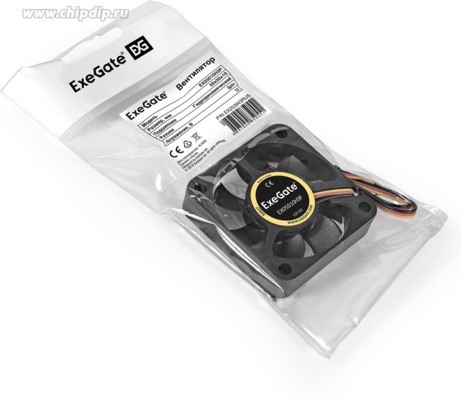 EX253943RUS, Вентилятор 12В DC ExeGate EX05010H3P (50x50x10 мм, Hydraulic bearing (гидродинамический), 3pin, 5000RPM, 27dBA) EX253943RUS, Вентилятор 12В DC ExeGate EX05010H3P (50x50x10 мм, Hydraulic bearing (гидродинамический), 3pin, 5000RPM, 27dBA)