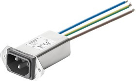 FN9255M-10-07, Filtered IEC Power Entry Module, C14, IEC C14, General Purpose, 10 А, 250 В AC