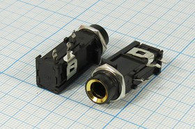 Гнездо Audio Jack моно 6.3мм на плату; №199 гн 6,3моно\3P\плат \\ON-OFF\