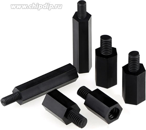 Стойка для печатных плат нейлоновая (черная) М2 высота 25мм (папа-мама)