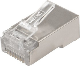 06-0082-A10, Разъем сетевой LAN на кабель, штекер 8Р8С (RJ-45), под обжим, в экране, 10шт.