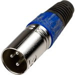 1-503 BL, разъем XLR 3 контакта штекер металл цанга на кабель синий