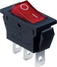 RK1-17 1X1N B/R"0-", Переключатель ON-OFF с подсветкой цвет корпуса (черный) цвет кнопки (красный) надпись на кнопке "0-"