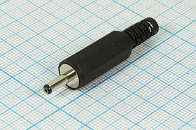 Разъем питания DC вилка, D3.0 d1.1 L9, 2C, на кабель, пластик хвост