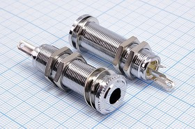 Гнездо Audio Jack стерео 6.3мм на панель; №9791 гн 6,3стерео\3C\пан М12/дл 35мм\мет\[гитарное]