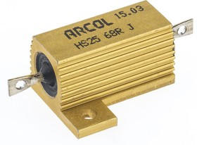 HS25-68RJ, Резистор проволочный с радиатором, с винтовым креплением, 68 Ом, 25Вт, ±5% HS25-68RJ, Резистор проволочный с радиатором, с винтовым креплением, 68 Ом, 25Вт, ±5%