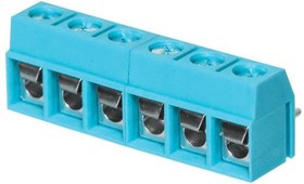 TB002V-500-06BE, Fixed Terminal Blocks Terminal block, screw type, 5.00 , vertical, 6 poles, CUI Blue, slotted screw, PCB mount