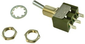 M2012SD1W01, Toggle Switches ON-ON .413 BAT D-FLT 1/4" BSHING SLDR LU