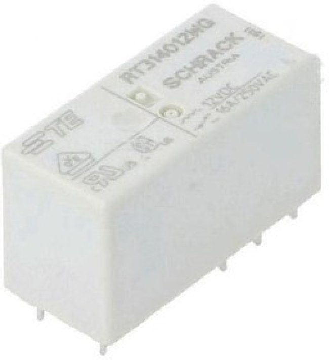 RT314012WG, Реле электромагнитное, SPDT, Uобмотки 12ВDC, 16A/250ВAC, 360Ом