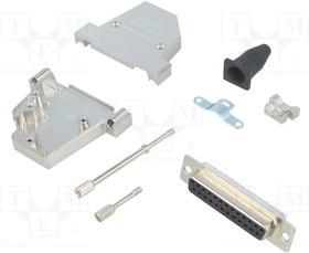 DTSL25LJSRGSDBSK, Разъем D-Sub; PIN: 25; вилка; "мама"; угловой 45°; пайка; на провод