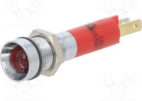 19070353, Индикат.лампа: LED; вогнутый; красный; 24ВDC; O8мм; пластик