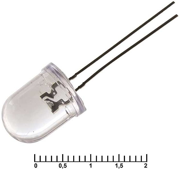 10RWWC 30KD 6500K 3,4V 20D, Светодиод 10мм/белый/6500K/ 30кд/прозрачный/20°