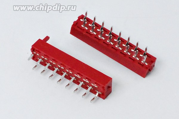 Разъем (Micro Match) MM-16MS вилка, шаг P1.27, контакты 16P, на плату, MM-16MS