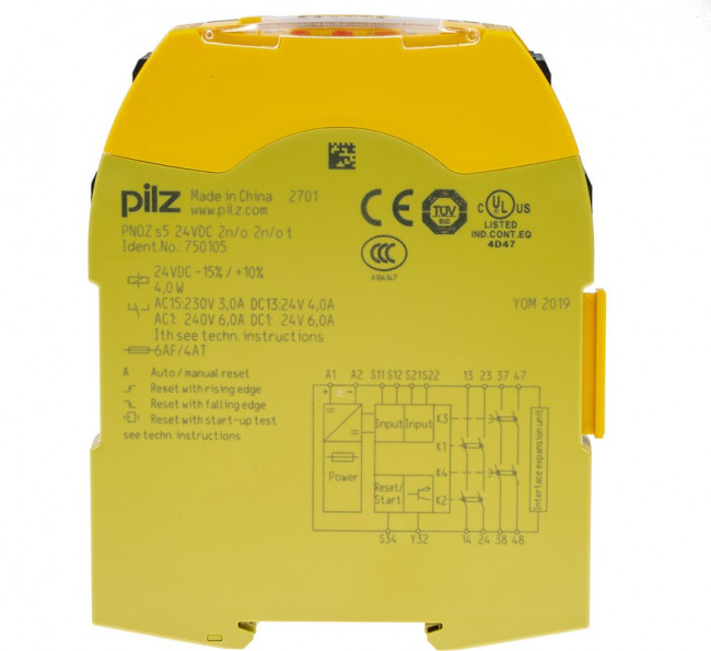 750105, PNOZ s5 24VDC 2 n/o 2 n/o t