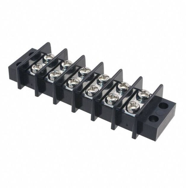 1546670-6, Barrier Terminal Blocks .437 DOUBLE ROW 6P w/ binding screws