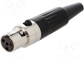 AG4F, Вилка; XLR mini; "мама"; PIN: 4; на провод; пайка; 5А; 0,5мм2; прямой