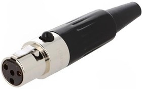 AG4F, Вилка; XLR mini; "мама"; PIN: 4; на провод; пайка; 5А; 0,5мм2; прямой