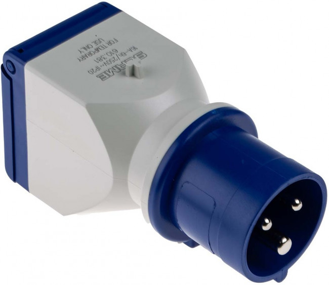 Адаптер прямой 16А, Вилка 2P+E 6h - Розетка SCHUKO, 250VAC 50/60Hz, IP44, серия ADAPTO