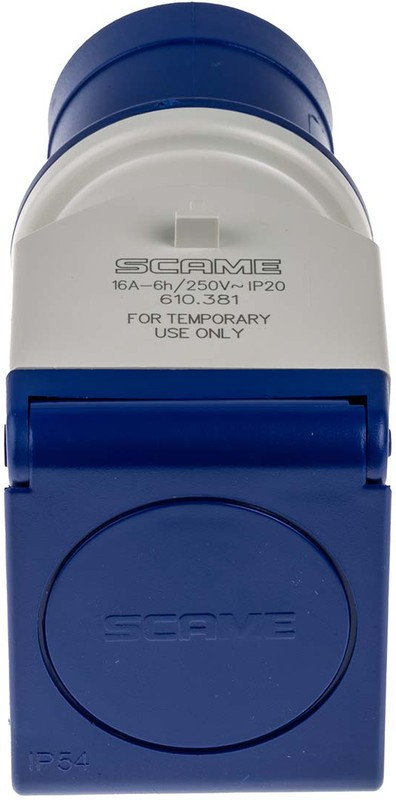 Адаптер прямой 16А, Вилка 2P+E 6h - Розетка SCHUKO, 250VAC 50/60Hz, IP44, серия ADAPTO