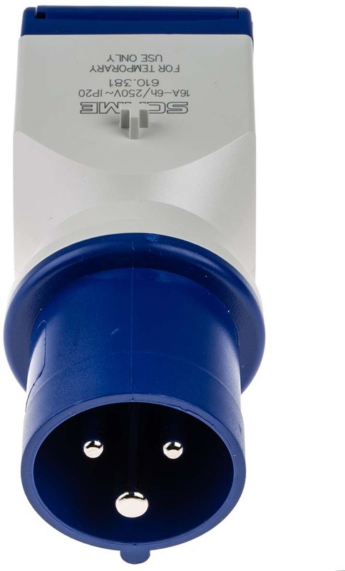 Адаптер прямой 16А, Вилка 2P+E 6h - Розетка SCHUKO, 250VAC 50/60Hz, IP44, серия ADAPTO