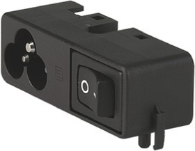 CMF3.1112.12, C6 Right Angle Panel Mount IEC Connector Male, 2.5A, 250 V