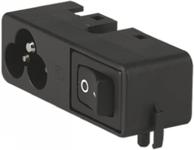 CMF3.1112.12, C6 Right Angle Panel Mount IEC Connector Male, 2.5A, 250 V