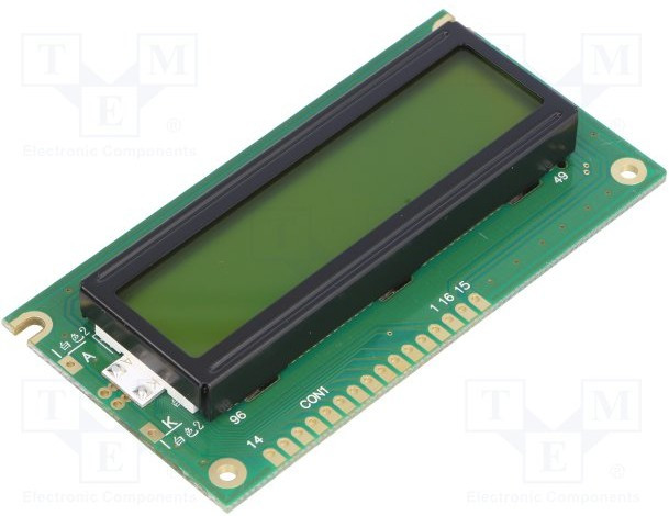 NPC1602LRU-FWB-H, Дисплей: LCD, алфавитно-цифровой, STN Positive, 16x2, LED, PIN: 16 NPC1602LRU-FWB-H, Дисплей: LCD, алфавитно-цифровой, STN Positive, 16x2, LED, PIN: 16