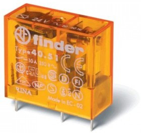 40.51.7.024.0000, Миниатюрное универсальное электромеханическое реле; монтаж на печатную плату или в розетку; выводы с шагом 5мм; 1СO 10A; к