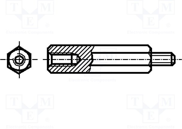 B4X30/BN7375, Дистанцирующая стойка с резьбой, полиамид, M4, 30мм