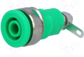 BS-324-LS-G, Гнездо, "банан" 4мм, 32А, зеленый, никелированные, изолированный