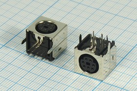 Разъем (miniDIN) MCC-5239.7P [S-VHS] розетка, контакты 7HP, монтаж на плату, угловой,экранированный, MCC-5239.7P [S-VHS]