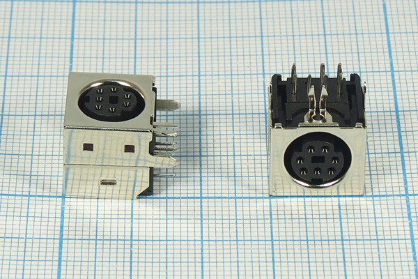 Разъем (miniDIN) MCC-5239.7P [S-VHS] розетка, контакты 7HP, монтаж на плату, угловой,экранированный, MCC-5239.7P [S-VHS]