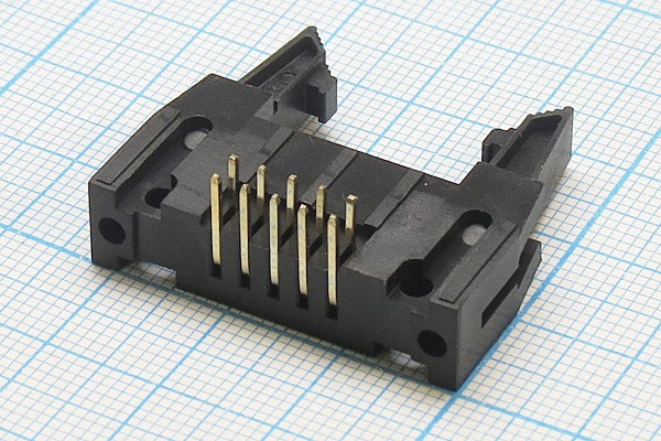 Разъем (IDC) IDCC-10MR вилка, шаг P2.54x2.54, контакты 10P, на плату, угловой, IDCC-10MR Разъем (IDC) IDCC-10MR вилка, шаг P2.54x2.54, контакты 10P, на плату, угловой, IDCC-10MR