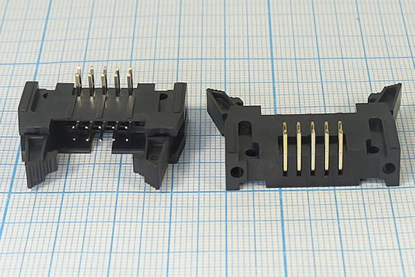Разъем (IDC) IDCC-10MR вилка, шаг P2.54x2.54, контакты 10P, на плату, угловой, IDCC-10MR Разъем (IDC) IDCC-10MR вилка, шаг P2.54x2.54, контакты 10P, на плату, угловой, IDCC-10MR