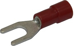 KLR/KL-V-001504 Наконечник вилочный изолированный с ПВХ манжетой/М4/Красный (упак=100 шт.)/11T1504