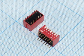 Переключатель DIP-07, 14P2,54, ON-OFF, угловой; Q-803 ПDIP-07\14P2,54\ ON-OFF\угл\DP-07\