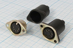 Гнездо DIN, 5HP[45]+1C, на кабель, фланец 2 отверстия/кожух, металл, СГ-5; №347 гн DIN\ 5HP[45]+1C\каб\флан 2отв/кожух\мет\СГ-5