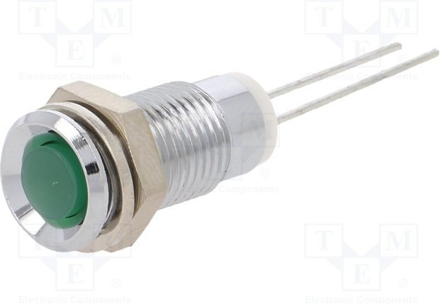 M.5030G, Индикат.лампа: LED, выпуклый, Отв: d8мм, на печатную плату, латунь