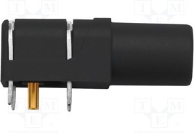 SWEB8094AU-SW, Гнездо, "банан" 4мм, 24А, 1кВ, черный, позолота, PCB, -25-80°C