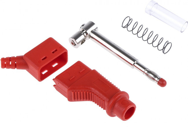 66.9328-22, Red Male Banana Plug, 4 mm Connector, Screw Termination, 32A, 600V, Nickel Plating