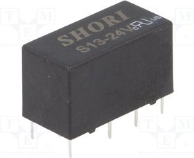 S13-12V-2C, Реле: электромагнитное, DPDT, Uобмотки: 12ВDC, 0,5A/125ВAC, PCB