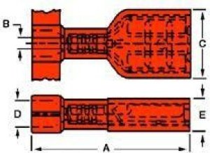 19003-0005, Terminals FIQD .250X.032 FEMALE 18-22AWG