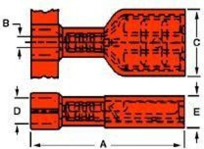19003-0005, Terminals FIQD .250X.032 FEMALE 18-22AWG