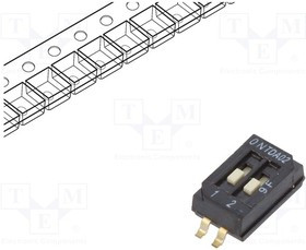 TDA02H0SB1R, Переключатель: DIP-SWITCH, Кол-во секций: 2, OFF-ON, 0,025A/24ВDC